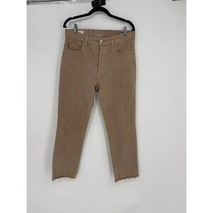 Gap Jeans Womens 30/10 Tan Cheeky Straight High Rise Raw Hem‎ Button Fly